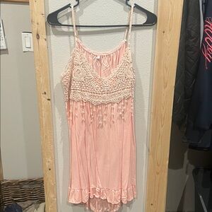 Peach Crochet Trim Slip Dress. Never been worn.